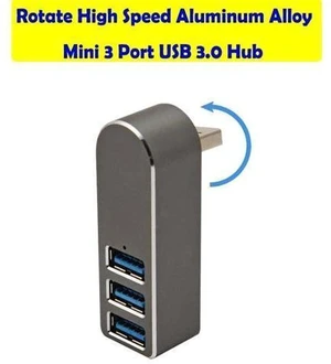 Speed Aluminum Alloy Mini 3 Port USB 3.0 Hub Rotate USB Splitter Adapter for PC Laptop Speed Aluminum Alloy Mini 3 Port USB 3.0 Hub Rotate USB Splitter Adapter for PC Laptop