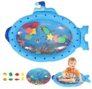Blue Sprinkler Play Mat With Cartoon Submarine Pattern For Kids Filling Fun Water Cushion Baby Toys Summer Play Blue Sprinkler Play Mat With Cartoon Submarine Pattern For Kids Filling Fun Water Cushion Baby Toys Summer Play