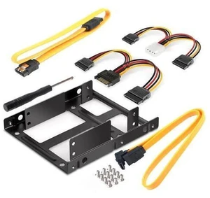 2.5 to 3.5 Inch Dual Hard Disk Metal Bracket Adapter HDD Holder with Double SATA & Power Cable for Desktop 2.5 to 3.5 Inch Dual Hard Disk Metal Bracket Adapter HDD Holder with Double SATA & Power Cable for Desktop