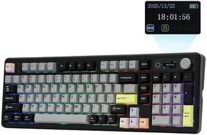 TH99 PRO 96% Mechanical Keyboard with Screen & Knob, 10000mAh, 2.4Ghz/BT, Hot Swap, Custom Driver, RGB Backlight, PBT Keycap, Wireless Gaming Keyboard for PC/Mac (Black, Creamy Jade) TH99 PRO 96% Mechanical Keyboard with Screen & Knob, 10000mAh, 2.4Ghz/BT, Hot Swap, Custom Driver, RGB Backlight, PBT Keycap, Wireless Gaming Keyboard for PC/Mac (Black, Creamy Jade)