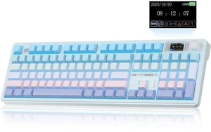 LINGBAO K108 Pro Wireless Mechanical Keyboard with Screen & Knob, Full Size Creamy Keyboard with Num LINGBAO K108 Pro Wireless Mechanical Keyboard with Screen & Knob, Full Size Creamy Keyboard with Num