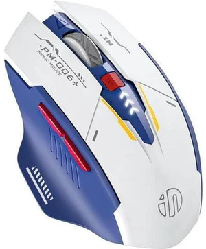 Rechargeable Wireless Mouse, Ergonomic Silent Mice with 2.4G USB Receiver Mecha Style Mouse Wireless for Laptop Computer MacOS, Blue & White Rechargeable Wireless Mouse, Ergonomic Silent Mice with 2.4G USB Receiver Mecha Style Mouse Wireless for Laptop Computer MacOS, Blue & White