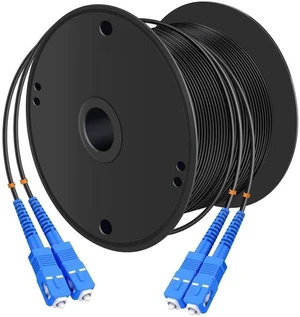 SC/UPC to SC/UPC Outdoor Armored Fiber Patch Cable, Single Mode Duplex Fiber Optic Internet Cable, Fiber Optic Jumper Optical Patch Cord - 9/125um - 200Meter656ft, LSZH Black SC/UPC to SC/UPC Outdoor Armored Fiber Patch Cable, Single Mode Duplex Fiber Optic Internet Cable, Fiber Optic Jumper Optical Patch Cord - 9/125um - 200Meter656ft, LSZH Black