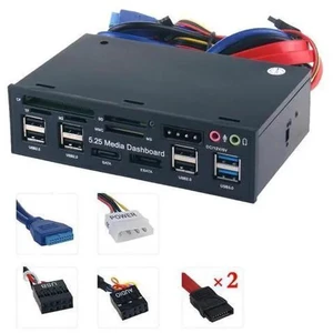 Multifuntion 5.25inch Media Dashboard Card Reader USB 2.0 USB 3.0 20 pin e-SATA SATA Front Panel for Optical Drives Bay Multifuntion 5.25inch Media Dashboard Card Reader USB 2.0 USB 3.0 20 pin e-SATA SATA Front Panel for Optical Drives Bay