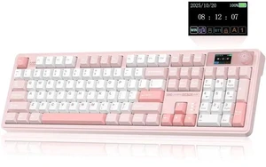 LINGBAO K108 Pro Wireless Mechanical Keyboard with Screen & Knob, Full Size Creamy Keyboard with Num LINGBAO K108 Pro Wireless Mechanical Keyboard with Screen & Knob, Full Size Creamy Keyboard with Num
