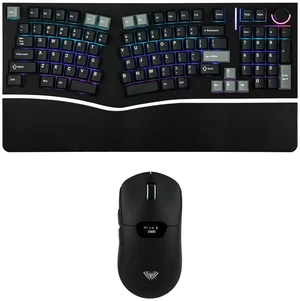 Alice98 Ergonomic 98 Keys Custom Mechanical Keyboard with SC390 Lightweight Gaming Mouse with Displa Alice98 Ergonomic 98 Keys Custom Mechanical Keyboard with SC390 Lightweight Gaming Mouse with Displa