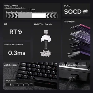 Aula WIN68 HE Magnetic Keyboard with Adjustable Actuation, Hall Effect Switches, 65% Wired Compact Keyboard, 8000 Hz Polling Rate, Hot-Swappable (Black) Aula WIN68 HE Magnetic Keyboard with Adjustable Actuation, Hall Effect Switches, 65% Wired Compact Keyboard, 8000 Hz Polling Rate, Hot-Swappable (Black)