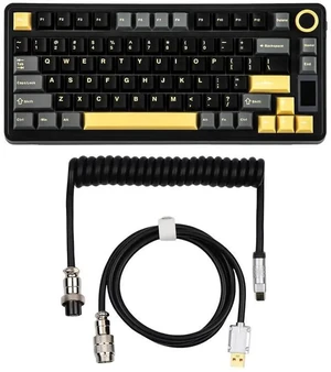 X Aula EA75 MAX Wireless Gaming Keyboard with Screen & Knob+Puff Aviator Coiled USB Cable X Aula EA75 MAX Wireless Gaming Keyboard with Screen & Knob+Puff Aviator Coiled USB Cable