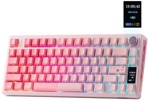 TH80 V2 PRO Wireless Gaming Keyboard with Screen&Knob, 10000mAh, 2.4Ghz/BT/USB-C, RGB, Hot Swap, Custom Driver, NKRO, PBT Keycap, Mechanical Keyboard for PC/Mac (Pink, Creamy Jade) TH80 V2 PRO Wireless Gaming Keyboard with Screen&Knob, 10000mAh, 2.4Ghz/BT/USB-C, RGB, Hot Swap, Custom Driver, NKRO, PBT Keycap, Mechanical Keyboard for PC/Mac (Pink, Creamy Jade)