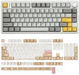TH80 V2 75% Wireless Mechanical Keyboard with Metal Knob+Opalux Keycaps Set - 134 Keys PBT Keycaps with Exquisite Seashell Pattern TH80 V2 75% Wireless Mechanical Keyboard with Metal Knob+Opalux Keycaps Set - 134 Keys PBT Keycaps with Exquisite Seashell Pattern