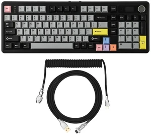 TH99 PRO 96% Mechanical Keyboard with Screen & Knob+Mix 1.8m Coiled Keyboard Cable TH99 PRO 96% Mechanical Keyboard with Screen & Knob+Mix 1.8m Coiled Keyboard Cable