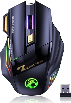 VEGCOO Wireless Gaming Mouse, Rechargeable Silent Wireless Mouse with 4800 DPI Adjustable,Double Click Key, Colorful RGB Lights, Computer Mice with Thumb Rest for PC/Mac Gamer (C26 Black) VEGCOO Wireless Gaming Mouse, Rechargeable Silent Wireless Mouse with 4800 DPI Adjustable,Double Click Key, Colorful RGB Lights, Computer Mice with Thumb Rest for PC/Mac Gamer (C26 Black)