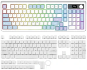 TH99 PRO 96% Mechanical Keyboard with Screen & Knob+Frost Jelly Keycaps Set - 126 Keys Forged Carbon Fiber Keycaps TH99 PRO 96% Mechanical Keyboard with Screen & Knob+Frost Jelly Keycaps Set - 126 Keys Forged Carbon Fiber Keycaps