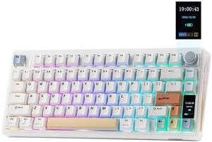 TH80 V2 PRO Wireless Gaming Keyboard with Screen&Knob, 10000mAh, 2.4Ghz/BT/USB-C, RGB, Hot Swap, Custom Driver, NKRO, PBT Keycap, Mechanical Keyboard for PC/Mac (White, Sea Salt Silent) TH80 V2 PRO Wireless Gaming Keyboard with Screen&Knob, 10000mAh, 2.4Ghz/BT/USB-C, RGB, Hot Swap, Custom Driver, NKRO, PBT Keycap, Mechanical Keyboard for PC/Mac (White, Sea Salt Silent)
