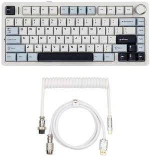 x Aula F75 Gasket Mechanical Keyboard with Five-Layer Padding&Knob + Puff Aviator Coiled USB Cable x Aula F75 Gasket Mechanical Keyboard with Five-Layer Padding&Knob + Puff Aviator Coiled USB Cable