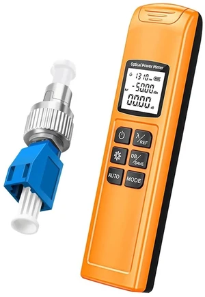Fiber Optic Power Meter, Rechargeable Optical Power Tester -50~+26 dBm, 10 Wavelengths Fiber Optic Cable Tester with LED Light, Support SC/ST/FC(with FC to LC Coupler Adapters) Fiber Optic Power Meter, Rechargeable Optical Power Tester -50~+26 dBm, 10 Wavelengths Fiber Optic Cable Tester with LED Light, Support SC/ST/FC(with FC to LC Coupler Adapters)