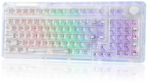 Phantom 98 Crystal Mechanical Gaming Keyboard, Transparent Keyboard with RGB Backlits, Hot-Swappable Phantom 98 Crystal Mechanical Gaming Keyboard, Transparent Keyboard with RGB Backlits, Hot-Swappable