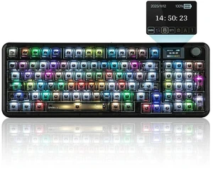Aula F-NB98 Transparent Keyboard with RGB Backlits, 3 Modes Wireless Mechanical Keyboard with Displa Aula F-NB98 Transparent Keyboard with RGB Backlits, 3 Modes Wireless Mechanical Keyboard with Displa