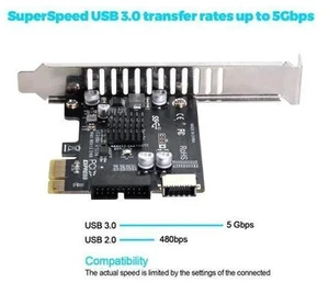 5Gbps Socket & USB 2.0 to Type-E USB 3.1 Front Panel PCI-E 1X Express Adapter 5Gbps Socket & USB 2.0 to Type-E USB 3.1 Front Panel PCI-E 1X Express Adapter