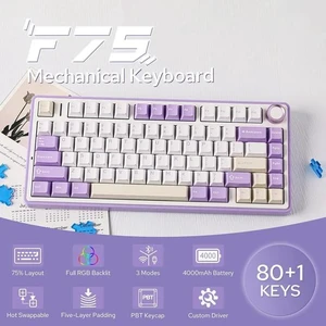 x Aula F75 Gasket Mechanical Keyboard, 75% Wireless Hot Swappable Gaming Keyboard with Five-Layer Padding&Knob, BT/2.4GHz/USB-C, RGB (Purple, LEOBOG Reaper Switch) x Aula F75 Gasket Mechanical Keyboard, 75% Wireless Hot Swappable Gaming Keyboard with Five-Layer Padding&Knob, BT/2.4GHz/USB-C, RGB (Purple, LEOBOG Reaper Switch)
