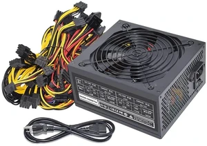 1600W Mining Power Supply, ATX PC Antminer PSU Support 6 GPU for Bitmain Ethereum Bitcoin Mining Rig with Auto-Thermally Controlled Fan Supply 1600W Mining Power Supply, ATX PC Antminer PSU Support 6 GPU for Bitmain Ethereum Bitcoin Mining Rig with Auto-Thermally Controlled Fan Supply