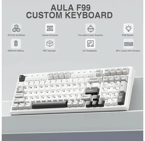 AULA F99 Wireless Mechanical Keyboard,Tri-Mode BT5.0/2.4GHz/USB-C Hot Swappable Custom Keyboard,Pre-lubed Linear Switches,Gasket Structure,RGB Backlit Gaming Keyboard for PC/Tablet/PS/XBOX AULA F99 Wireless Mechanical Keyboard,Tri-Mode BT5.0/2.4GHz/USB-C Hot Swappable Custom Keyboard,Pre-lubed Linear Switches,Gasket Structure,RGB Backlit Gaming Keyboard for PC/Tablet/PS/XBOX