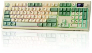 Aula S102 PRO Membrane Gaming Keyboard with TFT Screen, Volume Knob & Number Pad, BT/2.4G/USB, RGB Backlit, Creamy Silicone Structure, Silent Keyboard for PC Game/Office (Yellow) Aula S102 PRO Membrane Gaming Keyboard with TFT Screen, Volume Knob & Number Pad, BT/2.4G/USB, RGB Backlit, Creamy Silicone Structure, Silent Keyboard for PC Game/Office (Yellow)