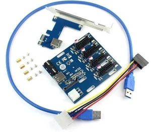 PCIe 1 to 4 PCI Express 1X Slots Riser Card Mini ITX to External 4 PCI-e Slot Adapter PCIe Port Multiplier Card PCIe 1 to 4 PCI Express 1X Slots Riser Card Mini ITX to External 4 PCI-e Slot Adapter PCIe Port Multiplier Card