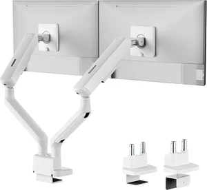 monTEK Dual Monitor Arm, Mechanical Spring Monitor Arm for 17-35" Screens, Adjustable Monitor Desk Mount Each Holds up to 24.2 lbs with C Clamp/Grommet Desk Mount, VESA 75/100mm, MA1011WH-D monTEK Dual Monitor Arm, Mechanical Spring Monitor Arm for 17-35" Screens, Adjustable Monitor Desk Mount Each Holds up to 24.2 lbs with C Clamp/Grommet Desk Mount, VESA 75/100mm, MA1011WH-D