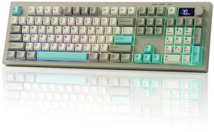 Aula S102 PRO Membrane Gaming Keyboard with TFT Screen, Volume Knob & Number Pad, BT/2.4G/USB, RGB Backlit, Creamy Silicone Structure, Silent Keyboard for PC Game/Office (Grey) Aula S102 PRO Membrane Gaming Keyboard with TFT Screen, Volume Knob & Number Pad, BT/2.4G/USB, RGB Backlit, Creamy Silicone Structure, Silent Keyboard for PC Game/Office (Grey)