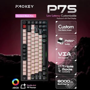 PMOKEY P75 75% Wireless Mechanical Keyboard, Tri-Mode RGB Gaming Keyboard with Dot-Matrix Display, Aluminum Alloy Body, Volume Knob, Up to 10000mAh Battery (Standard Black Pink) PMOKEY P75 75% Wireless Mechanical Keyboard, Tri-Mode RGB Gaming Keyboard with Dot-Matrix Display, Aluminum Alloy Body, Volume Knob, Up to 10000mAh Battery (Standard Black Pink)