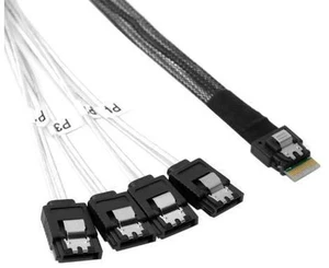 Cablecc Slim Line SAS 4.0 SFF-8654 4i 38pin Host to 4 SATA 7pin Target Hard Disk Fanout Raid Cable 50cm Cablecc Slim Line SAS 4.0 SFF-8654 4i 38pin Host to 4 SATA 7pin Target Hard Disk Fanout Raid Cable 50cm