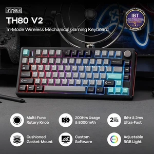 TH80 V2 75% Wireless Mechanical Keyboard with Metal Knob, 8000mAh, 2.4Ghz/BT/USB-C, RGB, Hot Swap, Custom Driver, PBT Keycap, Wireless Gaming Keyboard for PC/Mac (Black, Creamy Jade) TH80 V2 75% Wireless Mechanical Keyboard with Metal Knob, 8000mAh, 2.4Ghz/BT/USB-C, RGB, Hot Swap, Custom Driver, PBT Keycap, Wireless Gaming Keyboard for PC/Mac (Black, Creamy Jade)