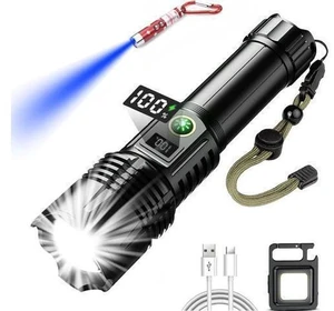 Flashlights Rechargeable High Lumens, Ultra Powerful LED 250000 Lumens Super Bright Tactical Flashlight High Power Handheld Flash Light Waterproof Zoomable 5 Modes for Camping, Emergency, Home Flashlights Rechargeable High Lumens, Ultra Powerful LED 250000 Lumens Super Bright Tactical Flashlight High Power Handheld Flash Light Waterproof Zoomable 5 Modes for Camping, Emergency, Home