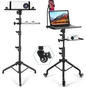 Projector Stand with Wheels, Laptop Tripod Stand with Phone Holder, Rolling Laptop Tripod with Mouse Tray, Adjustable & Portable Tripod for Sheet Music, DJ Projector Stand with Wheels, Laptop Tripod Stand with Phone Holder, Rolling Laptop Tripod with Mouse Tray, Adjustable & Portable Tripod for Sheet Music, DJ