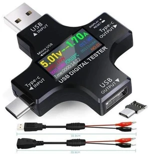 USB C Tester,2 in 1 Tester Color Screen IPS Digital Multimeter(2024),Voltage,Cur,Pwr,Resistance,Elec,Temp,Capacity,Tme,Fast Charging,with USB Clip Cable Support PD2.0/PD3.0,QC2.0/QC3.0,BC1.2 USB C Tester,2 in 1 Tester Color Screen IPS Digital Multimeter(2024),Voltage,Cur,Pwr,Resistance,Elec,Temp,Capacity,Tme,Fast Charging,with USB Clip Cable Support PD2.0/PD3.0,QC2.0/QC3.0,BC1.2