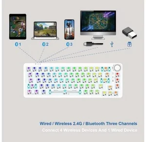 GK GAMAKAY LK67 65% RGB Modular DIY Mechanical Keyboard, 67 Keys Hot Swappable 3pin/5pin Switch, Programmable Triple Mode Bluetooth 5.0/USB-C Wired/2.4GHz Wireless Customized Keyboard Kit (White) GK GAMAKAY LK67 65% RGB Modular DIY Mechanical Keyboard, 67 Keys Hot Swappable 3pin/5pin Switch, Programmable Triple Mode Bluetooth 5.0/USB-C Wired/2.4GHz Wireless Customized Keyboard Kit (White)