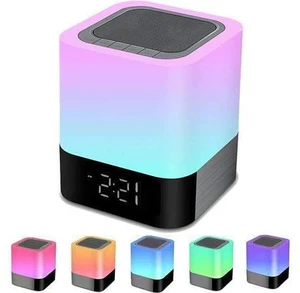 Night Light Bluetooth Speaker, Alarm Clock Wireless Bluetooth Speaker MP3 Player, Touch-Control Dimmable Multi-Color Changing Bedside Lamp, USB Flash Drive/MicroSD/AUX Support Night Light Bluetooth Speaker, Alarm Clock Wireless Bluetooth Speaker MP3 Player, Touch-Control Dimmable Multi-Color Changing Bedside Lamp, USB Flash Drive/MicroSD/AUX Support