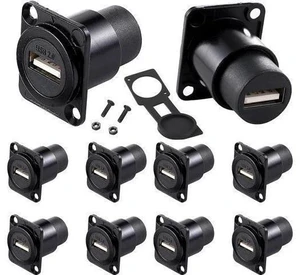 10Pack D-Type USB 2.0 Panel Mount Connector, Solderless USB2.0 Female to Female Feed Thru Bulkhead Converter for Audio Video Network Industrial Equipment 10Pack D-Type USB 2.0 Panel Mount Connector, Solderless USB2.0 Female to Female Feed Thru Bulkhead Converter for Audio Video Network Industrial Equipment