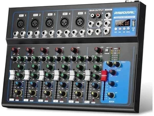 7 Channel Audio Interface USB Audio Mixer Sound Board Mixing Console Built In Bluetooth MP3 Computer Input +48V Phantom Power Mixer Audio For Karaoke Dj Stage Streaming Studio 7 Channel Audio Interface USB Audio Mixer Sound Board Mixing Console Built In Bluetooth MP3 Computer Input +48V Phantom Power Mixer Audio For Karaoke Dj Stage Streaming Studio