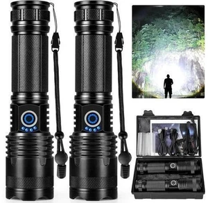 Rechargeable LED Flashlights High Lumens 990 000 Lumens Super Bright Flashlights with 5 Modes Waterproof Powerful Flash Light Multifunctional Flashlights for Home Camping Hiking(2 Pack) Rechargeable LED Flashlights High Lumens 990 000 Lumens Super Bright Flashlights with 5 Modes Waterproof Powerful Flash Light Multifunctional Flashlights for Home Camping Hiking(2 Pack)