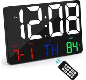 Amgico Digital Wall Clock,11.4" Digital Clock Large Display, Adjustable Brightness Wall Clock for Bedroom, Alarm Clock with Remote Control,12/24H,Calendar,Snooze,Home,Office,Elderly Amgico Digital Wall Clock,11.4" Digital Clock Large Display, Adjustable Brightness Wall Clock for Bedroom, Alarm Clock with Remote Control,12/24H,Calendar,Snooze,Home,Office,Elderly