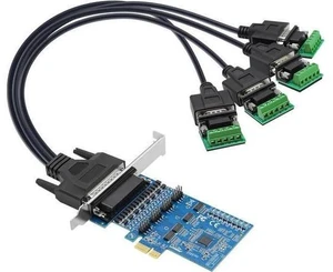 PCIe to 4-Port RS-485/422 Serial Card, High-Speed 9-Pin DB9 COM Port Expansion with Surge/Lightning Protection, Voltage Suppression Terminal Blocks PCIe to 4-Port RS-485/422 Serial Card, High-Speed 9-Pin DB9 COM Port Expansion with Surge/Lightning Protection, Voltage Suppression Terminal Blocks