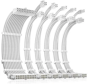 Antec Power Supply Sleeved Cable, PSU Extension Cable Kit / 1x24pin ATX / 2x8pin (4+4) EPS / 3x8pin (6+2) PCI-E, 30cm Length with Combs, Dual EPS White (White Connector) Antec Power Supply Sleeved Cable, PSU Extension Cable Kit / 1x24pin ATX / 2x8pin (4+4) EPS / 3x8pin (6+2) PCI-E, 30cm Length with Combs, Dual EPS White (White Connector)