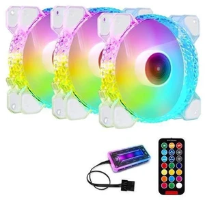 3 Pack RGB Case Fans,120mm Ultra-Quiet RGB Chassis Cooling Fans,Equiped with Remote Control Hub,5V ARGB Sync,Speed Adjustable Colorful Cooler,Crystal Appearance, High-Performance Computer Fan for Case 3 Pack RGB Case Fans,120mm Ultra-Quiet RGB Chassis Cooling Fans,Equiped with Remote Control Hub,5V ARGB Sync,Speed Adjustable Colorful Cooler,Crystal Appearance, High-Performance Computer Fan for Case