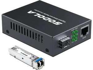 Gigabit Ethernet Media Converter, SingleMode Dual LC Fiber to Ethernet RJ45 Converter for 10/100/1000Base-Tx to 1000Base-LX(with a SFP SMF 1310-nm Module), up to 20-km Gigabit Ethernet Media Converter, SingleMode Dual LC Fiber to Ethernet RJ45 Converter for 10/100/1000Base-Tx to 1000Base-LX(with a SFP SMF 1310-nm Module), up to 20-km