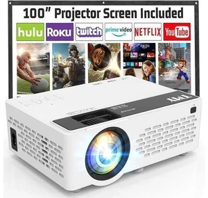 Mini Projector, Upgraded 9500 Lumens Bluetooth Projector with 100" Screen, 1080P Full HD Portable Projector, Movie Projector Compatible with TV Stick Smartphone/HDMI/USB/AV, indoor & outdoor use Mini Projector, Upgraded 9500 Lumens Bluetooth Projector with 100" Screen, 1080P Full HD Portable Projector, Movie Projector Compatible with TV Stick Smartphone/HDMI/USB/AV, indoor & outdoor use