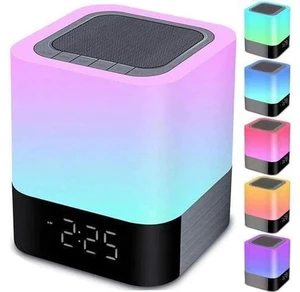 Night Lights Bluetooth Speaker, Alarm Clock Bluetooth Speaker Touch Sensor Bedside Lamp Dimmable Multi-Color Changing Bedside Lamp, MP3 Player, Wireless Speaker with Lights Night Lights Bluetooth Speaker, Alarm Clock Bluetooth Speaker Touch Sensor Bedside Lamp Dimmable Multi-Color Changing Bedside Lamp, MP3 Player, Wireless Speaker with Lights