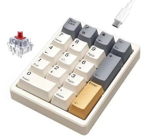 Kisnt Mechanical Number Pad,Hot Swappable Numpad Wired USB 17 Keys Keypad White Backlit Numeric Keypad with PBT Keycaps for Laptop PC Compact Keyboards(Retro Beige, Red Switch) Kisnt Mechanical Number Pad,Hot Swappable Numpad Wired USB 17 Keys Keypad White Backlit Numeric Keypad with PBT Keycaps for Laptop PC Compact Keyboards(Retro Beige, Red Switch)