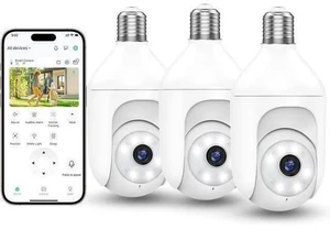 3Packs 2K Bulb Security Cameras Wireless Outdoor Indoor, 2.4GHz WiFi Cameras for Home Security with Spotlight, Color Night Vision, Motion Detection, 2-Way Audio, Audible Alarm 3Packs 2K Bulb Security Cameras Wireless Outdoor Indoor, 2.4GHz WiFi Cameras for Home Security with Spotlight, Color Night Vision, Motion Detection, 2-Way Audio, Audible Alarm